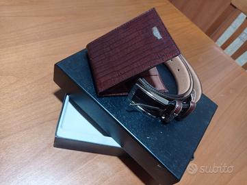 Gattinoni Set portafoglio + cintura coccodrillo uo