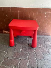Ikea mammut comodino rosso plastica