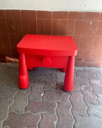 Ikea mammut comodino rosso plastica