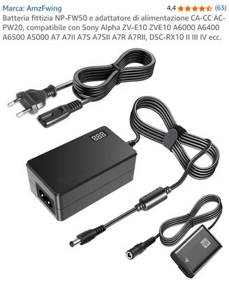 Batteria fittizia NP-FW50 per Sony fotocamera 