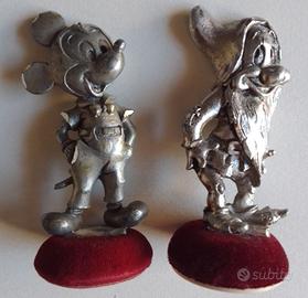 Due statuette in peltro Disney, Topolino e un Nano