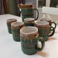 Set Vintage Ceramica Artistica - Brocca e 6 Tazze 