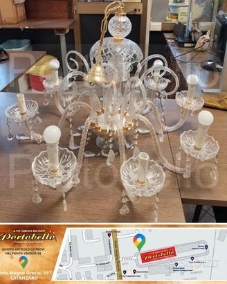 Codice: 272436 LAMPADARIO 8 LUCI IN VETRO DI MURA