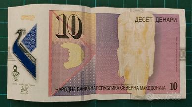 Macedonia - Banconota da 10 dinari con PAVONE