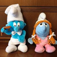 Due peluche Ferrero i Puffi: Bontina e Pasticciere