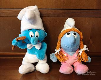 Due peluche Ferrero i Puffi: Bontina e Pasticciere