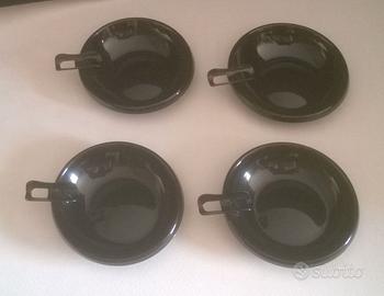Set 4 Portacenere Vintage anni '70 - Nero Lucido