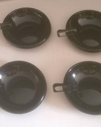 Set 4 Portacenere Vintage anni '70 - Nero Lucido