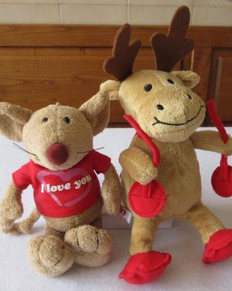 Peluche Topo Nici e Renne. Topo 19cm Renne 15cm