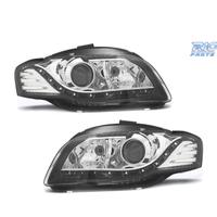 FARI PER AUDI A4 B7 04-07 LUCE DIURNA SFONDO NERO 