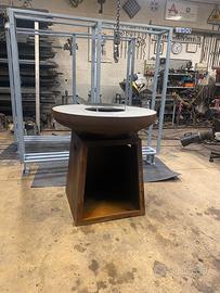 Barbecue 100 cm in corten e acciaio inox