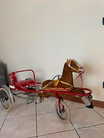 CAVALLO A PEDALI D'EPOCA CON CARROZZINA (SULKY) VI