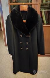 Cappotto Donna Blu Scuro Pelliccia - Taglia L