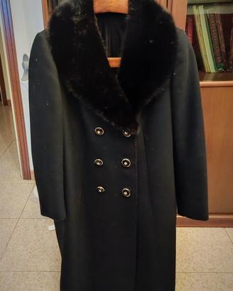 Cappotto Donna Blu Scuro Pelliccia - Taglia L