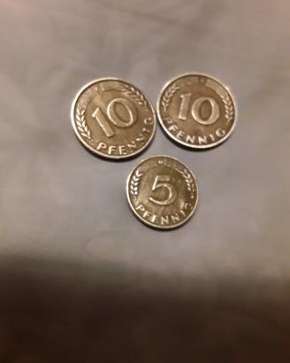 tre monete Germania  prima dell'euro 