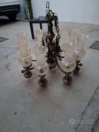 lampadario vintage ottone