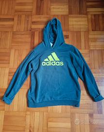 Felpa con cappuccio Adidas - Grigio Antracite/Verd