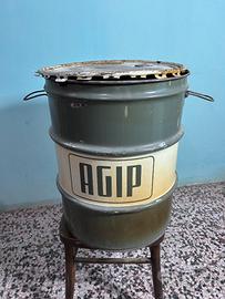Latta Olio Motori AGIP Vintage Smaltata Def. Ferra