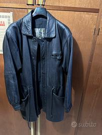 Giacca pelle nera vintage artigianale - M donna
