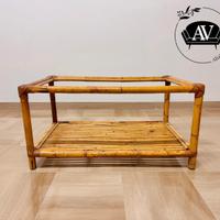 Tavolino da caffè vintage vimini/rattan bambù