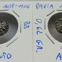 Lotto 2 monete medioevali argento denaro di pavia