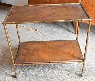 Carrello con struttura in metallo disegno bambù