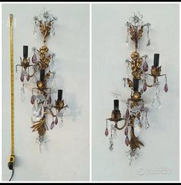 Coppia antiche applique dorate d'epoca