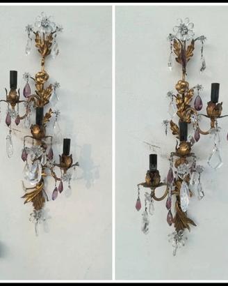 Coppia antiche applique dorate d'epoca