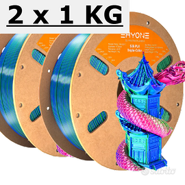 2kg Filamento PLA Silk Tricolore Verde Rosso Blu