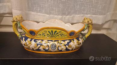 Vaso ceramica maiolica anni 50 dipinto a mano 