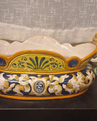 Vaso ceramica maiolica anni 50 dipinto a mano 