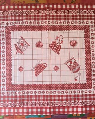 Tovaglia quadrato nuova a quadretti bianco rosso