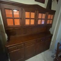 Credenza Buffet con Vetrina in Legno Massiccio