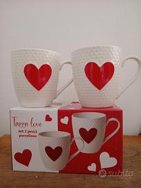 set 2 tazze brandani,tazze cuore brandani