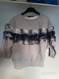 Felpa Diesel F-BRUC-A grigia con volant tartan