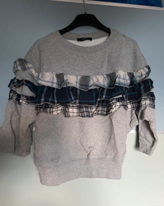 Felpa Diesel F-BRUC-A grigia con volant tartan