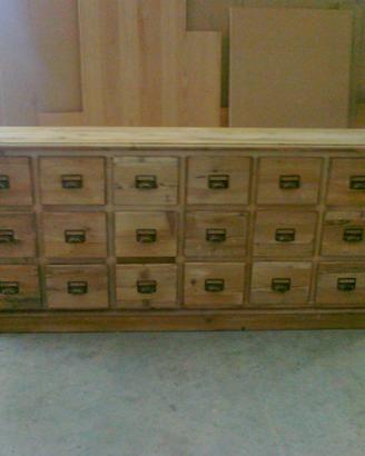 cassettiera in legno vecchio 18 cassetti