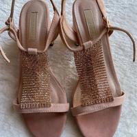 Sandali rosa cipria con strass dorati PRIMADONNA