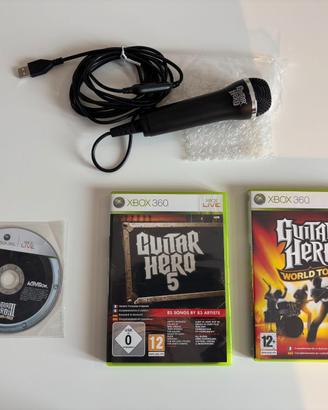 Microfono Guitar Hero per Xbox360 + 3 giochi