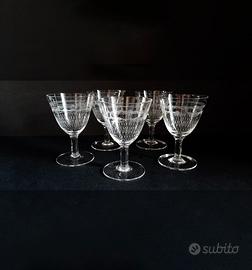 Set di bicchieri vetro con fine decoro inizi '900