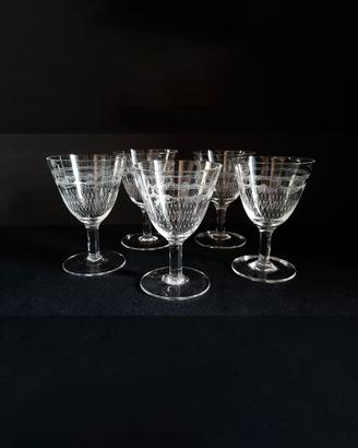 Set di bicchieri vetro con fine decoro inizi '900