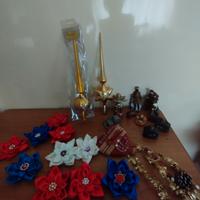 addobbi natalizi fiori in seta con perline 