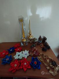 addobbi natalizi fiori in seta con perline 