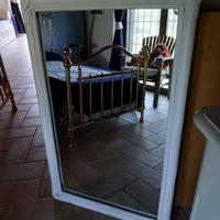 Specchio grande midollino, giunco, vimini