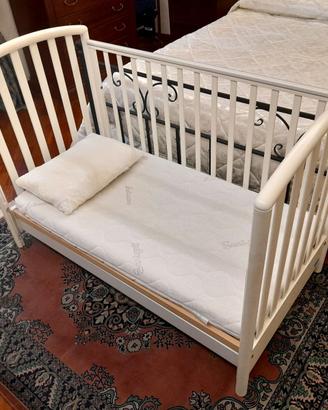 LETTINO BIMBO UNISEX PALI LEGNO BIANCO CON DOGHE