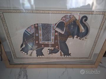 dipinto indiano su seta, elefante cerimoniale