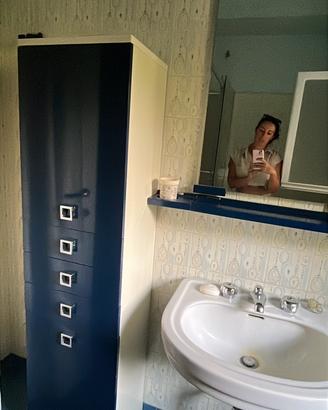 Set Arredo Bagno Completo Blu e Bianco