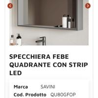 SPECCHIERA FEBE BAGNO CON STRIP LED, SPECCHIO