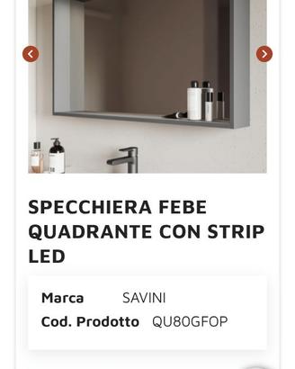 SPECCHIERA FEBE BAGNO CON STRIP LED, SPECCHIO