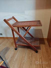 Carrello portavivande pieghevole in legno